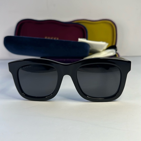 New Authentic GUCCI  Square Frame Sunglasses GG0326S Black - Picture 3 of 14